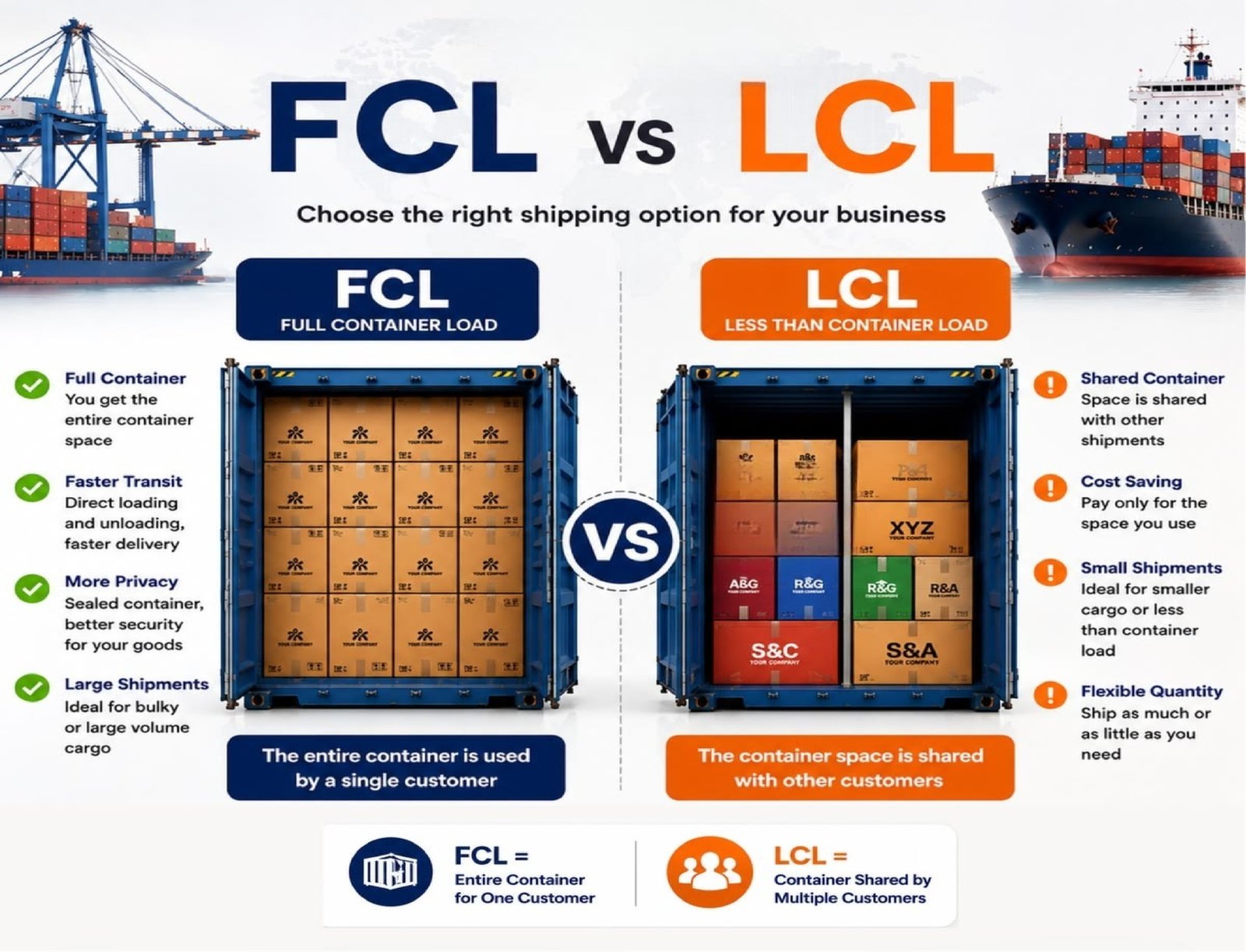 FCL vs LCL Shipping Infographic